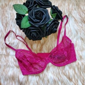 Women's VS Very Sexy Pink Unlined Zebra Lace Demi Bra
